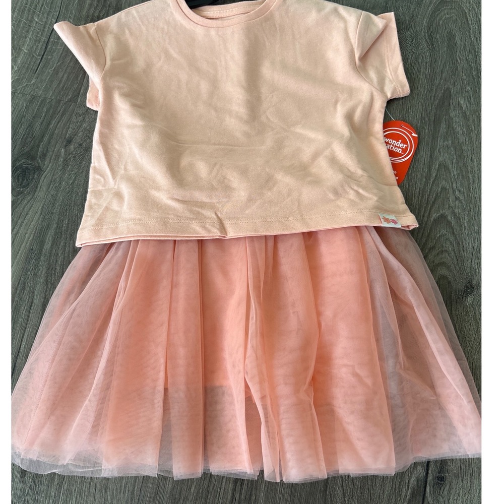 Wonder Nation Girls Peach T-Shirt and Tulle Tutu Skirt 2-Piece Set Size 6 NEW